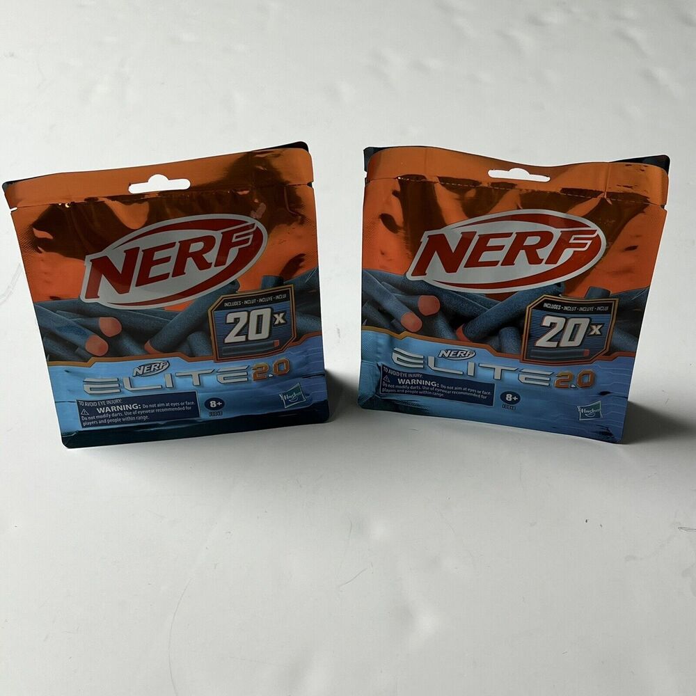 Official Nerf Elite 2.0 Darts 20 Dart Refill Pack Lot of 2 Packages